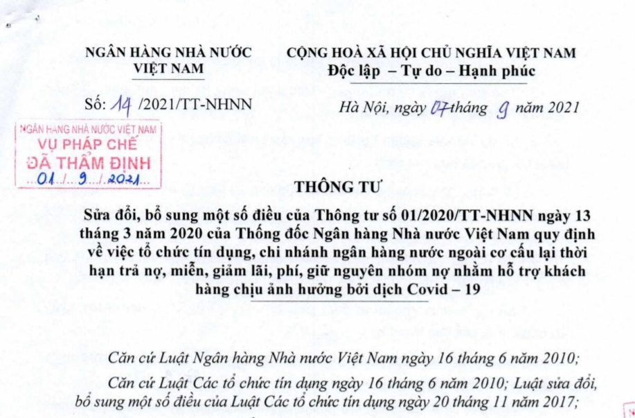 CƠ CẤU LẠI NỢ, MIỄN, GIẢM LÃI CHO KHÁCH HÀNG BỊ ẢNH HƯỞNG COVID-19 ĐẾN 30062022